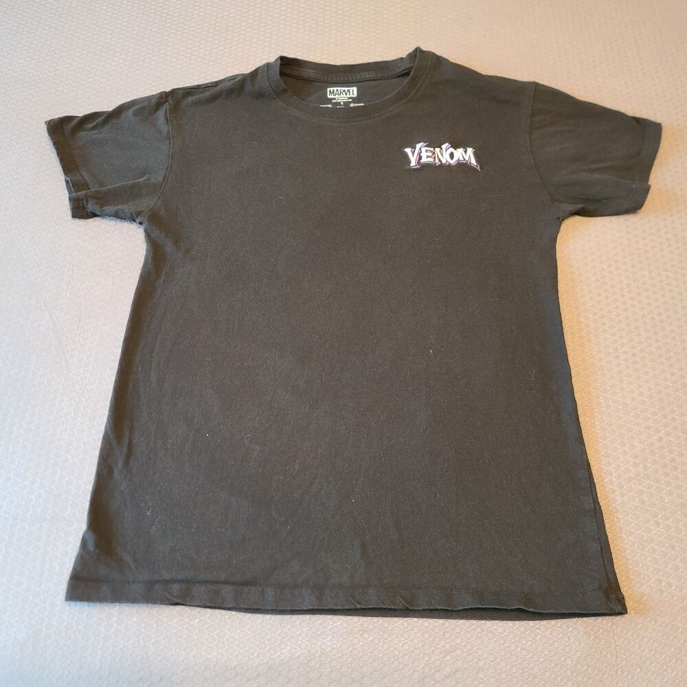 Marvel Venom Graphic Print Men's T-Shirt Embroidered Front Black Purple Size S